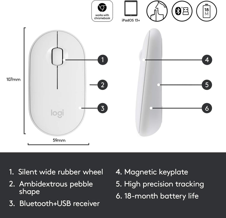 Logitech mouse compatible with Windows, macOS, and more