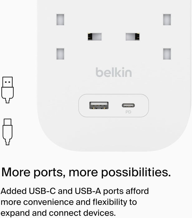 Get Belkin ‫محول بيلكن ٦ مداخل مع منفذ تايب سي PD ومنفذ USB-A‬ in Qatar from TaMiMi Projects