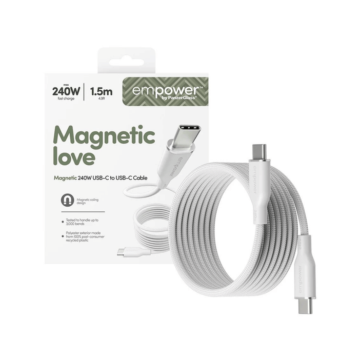 PanzerGlass Magnetic USB-C to USB-C Cable 240W - 1.5m - White