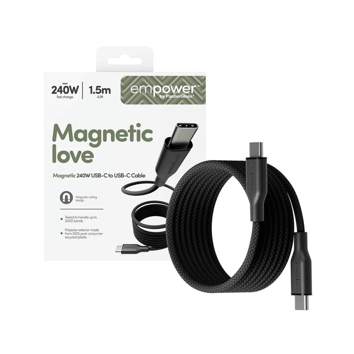 PanzerGlass Magnetic USB-C to USB-C Cable 240W - 1.5m - Black
