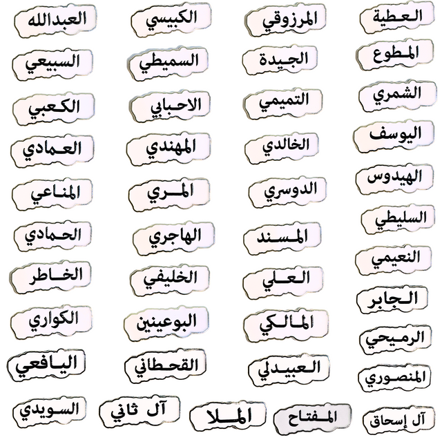 ‫استيكر أسماء عائلات قطر – تصميم معدني مميز من TaMiMi Projects‬