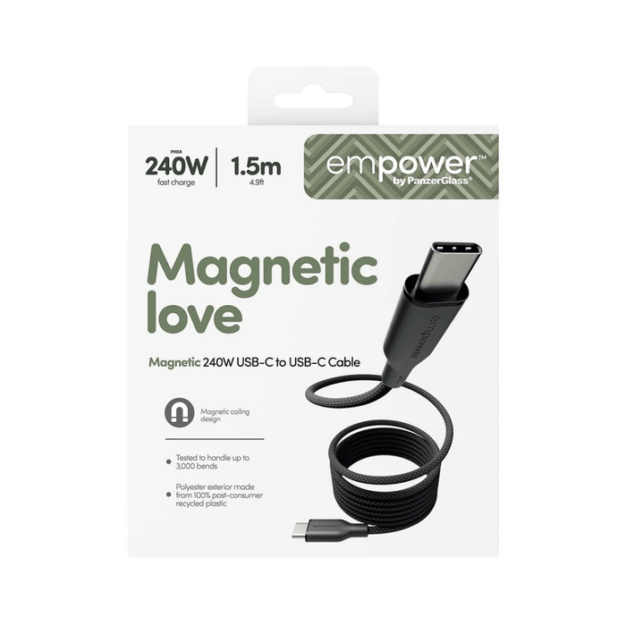 PanzerGlass Magnetic USB-C to USB-C Cable 240W - 1.5m - Black