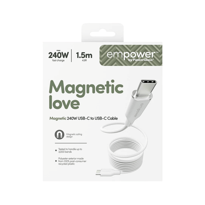 PanzerGlass Magnetic USB-C to USB-C Cable 240W - 1.5m - White