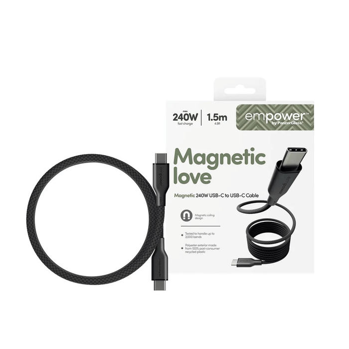 PanzerGlass Magnetic USB-C to USB-C Cable 240W - 1.5m - Black