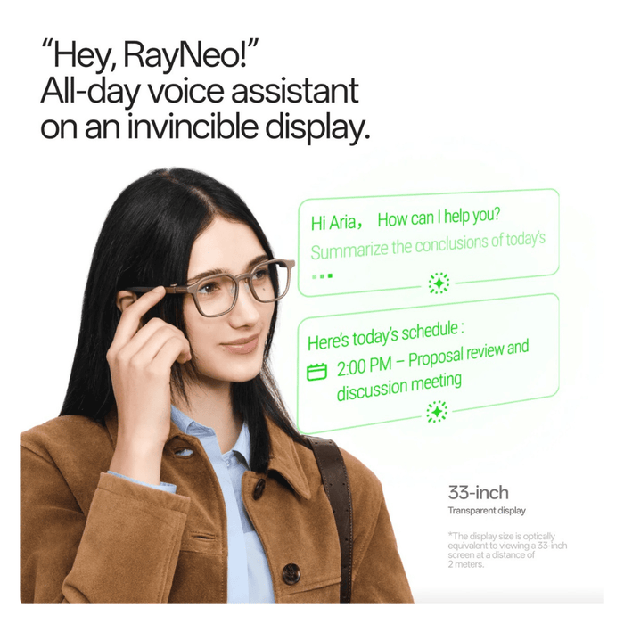 RayNeo iO AI Smart Glasses, Real-time translation and live captions supporting 55 languages.
