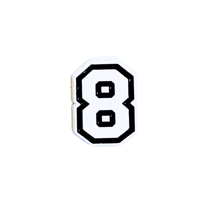  TaMiMi Projects in Qatar varsity number 8 sticker black white