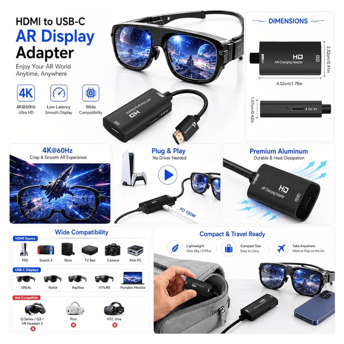 ‫محول عرض من HDMI إلى USB-C لنظارات الواقع المعزز