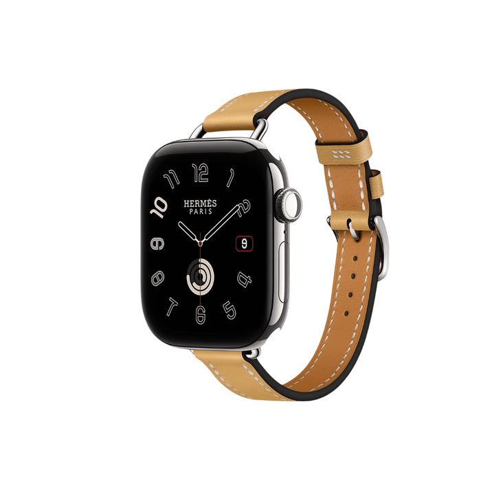 Apple Watch Hermès Series 12 GPS + Cellular 42mm Silver Titanium with Single Tour Band - Paille