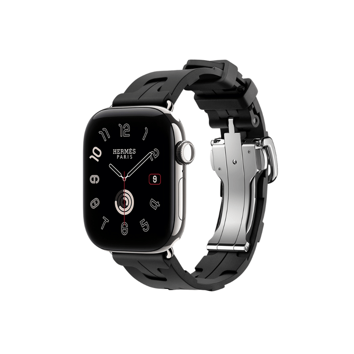 Apple Watch Hermès Series 12 GPS + Cellular 42mm Titanium with Kilim Deployment Buckle - Noir