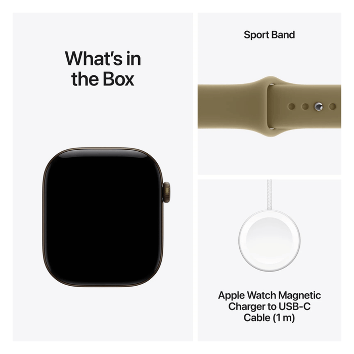 Apple Watch S12, GPS 42mm Dark Bronze Aluminum Case with Olive Sport Band - S/M