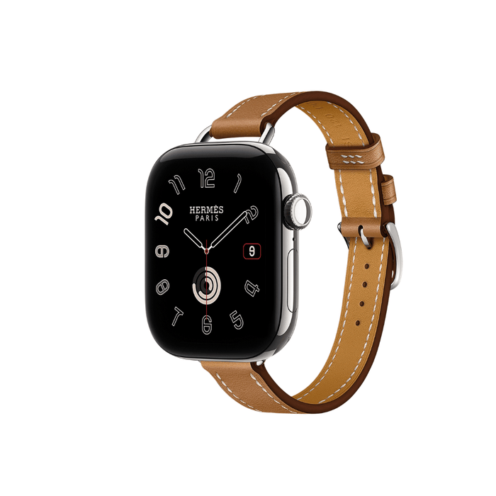 Apple Watch Hermès Series 12 GPS + Cellular 42mm Silver Titanium with Single Tour Band - Gold