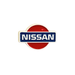 Nissan logo metal sticker with red and chrome finish, ideal for decoration – TaMiMi Projects in Qatar.