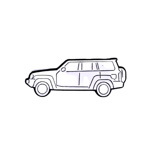 White SUV metal sticker with elegant design, perfect for car lovers – TaMiMi Projects in Qatar