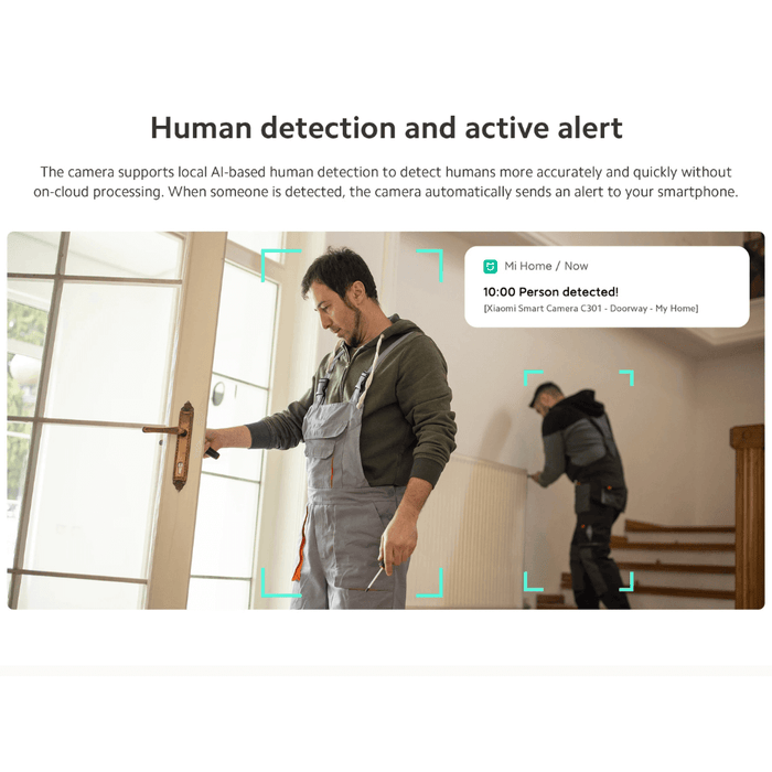 Mi Home Security Camera C301, 2K resolution, 360° view, AI motion detection, night vision, two-way audio, at TaMiMi Projects.