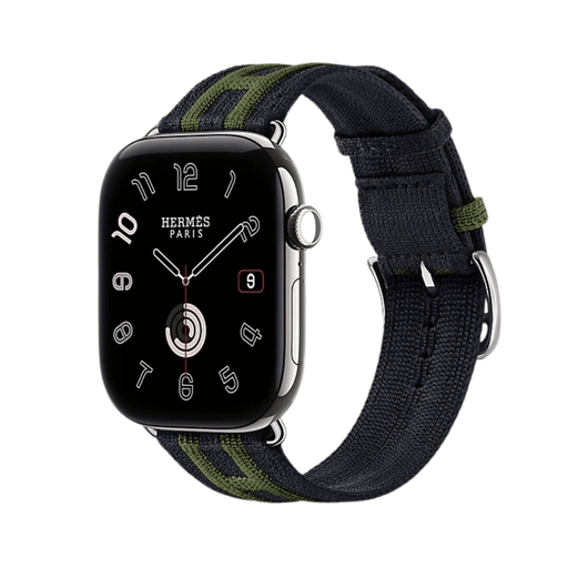 Apple Watch Hermès Series 12 GPS + Cellular 46mm Silver Titanium with Rocabar Club Bleu Nuit/Vert