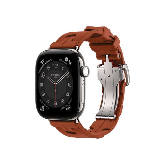 Apple Watch Hermès Series 12 GPS + Cellular 42mm Silver Titanium with Single Tour Deployment Buckle Cuivre