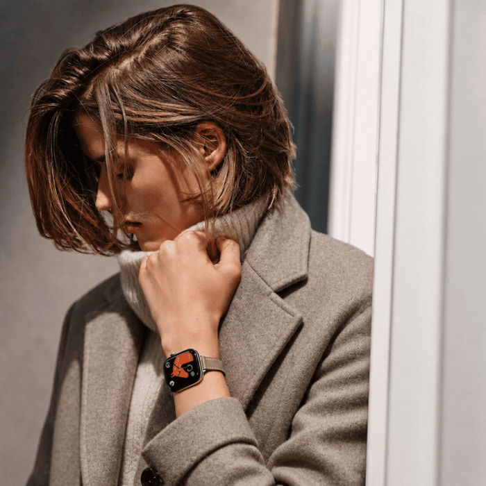Apple Watch Hermès Series 12 GPS + Cellular 42mm Silver Titanium with Single Tour Band - Étoupe