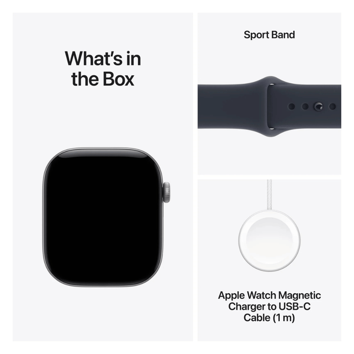 Apple Watch S12, GPS 42mm Space Gray Aluminum Case with Navy Blue Sport Band - S/M