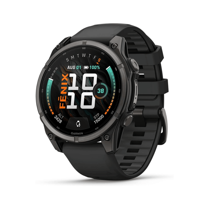 Garmin fēnix 9 Smartwatch Carbon Gray/Black Silicone Band 47mm, premium multisport GPS smartwatch.
