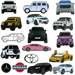 Collection of metal car stickers featuring Nissan, Toyota, Mercedes, Defender, and SUV designs – TaMiMi Projects Qatar.