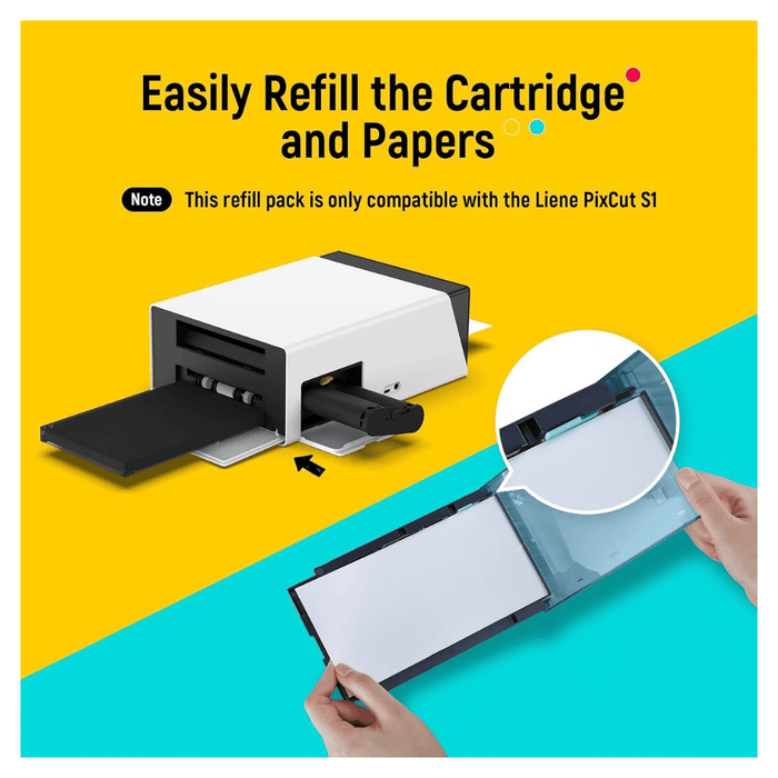 Liene PixCut S1 Sticker Paper & Ink Cartridge Includes 72 self-adhesive sticker sheets.