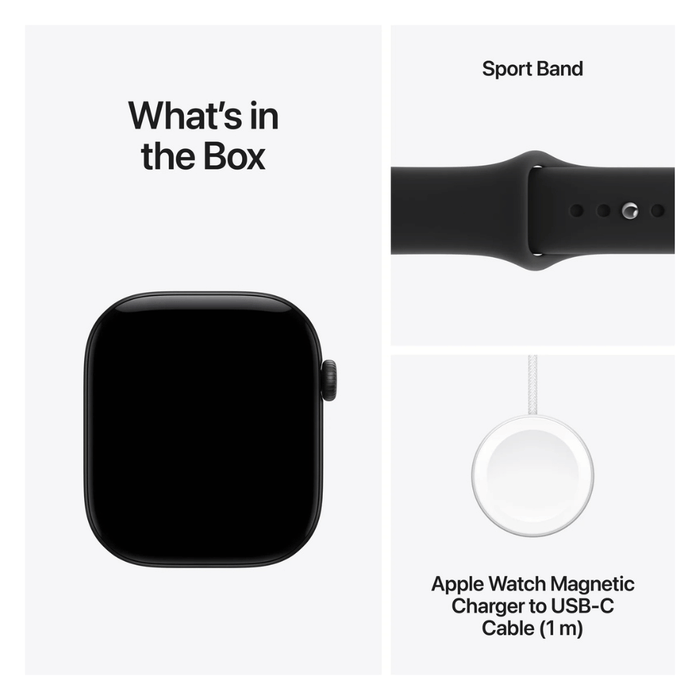 Apple Watch S12, GPS 46mm Black Aluminum Case with Black Sport Band - M/L