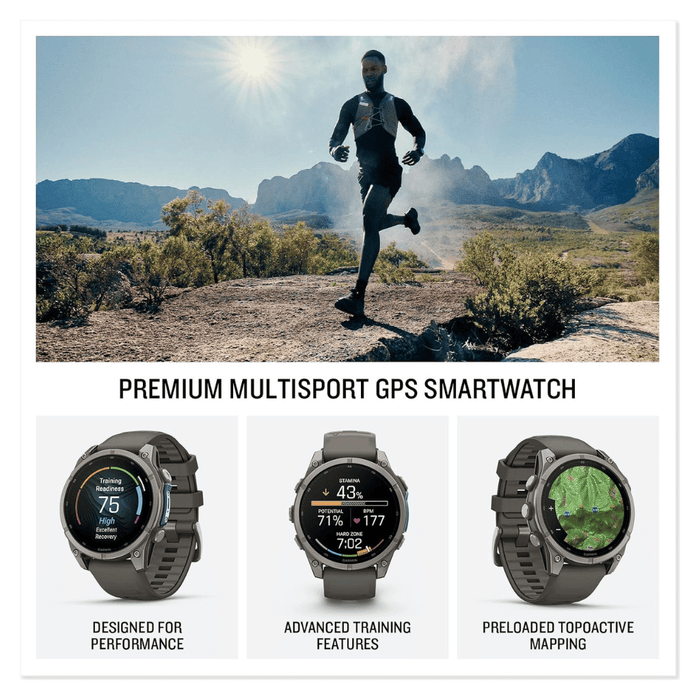 Garmin fēnix 9 Smartwatch Titanium with Pebble Grey Silicone Band - 47mm
