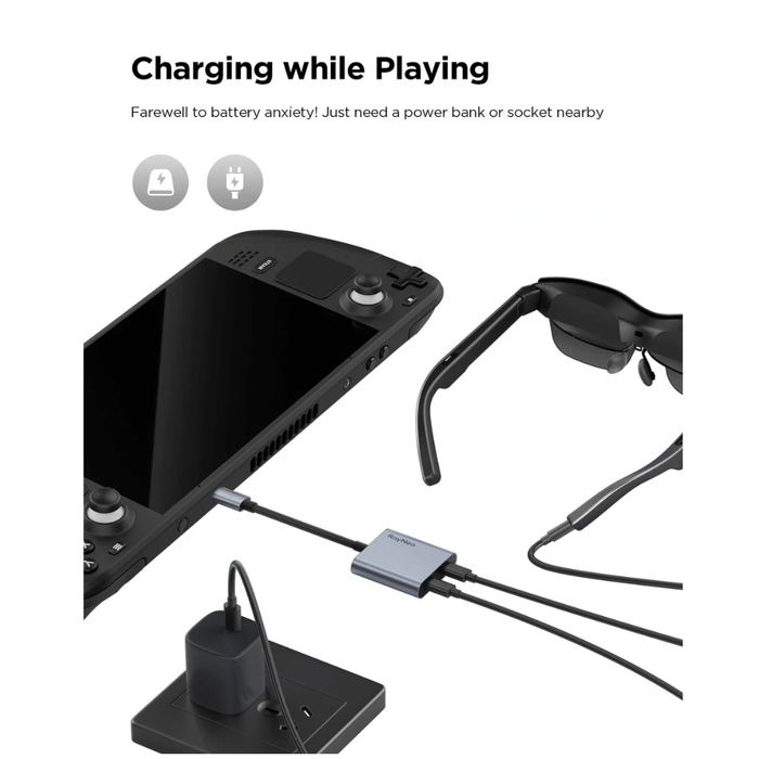 ‫محول الشحن USB-C من RayNeo - دقة 4K 60Hz وشحن 100W‬