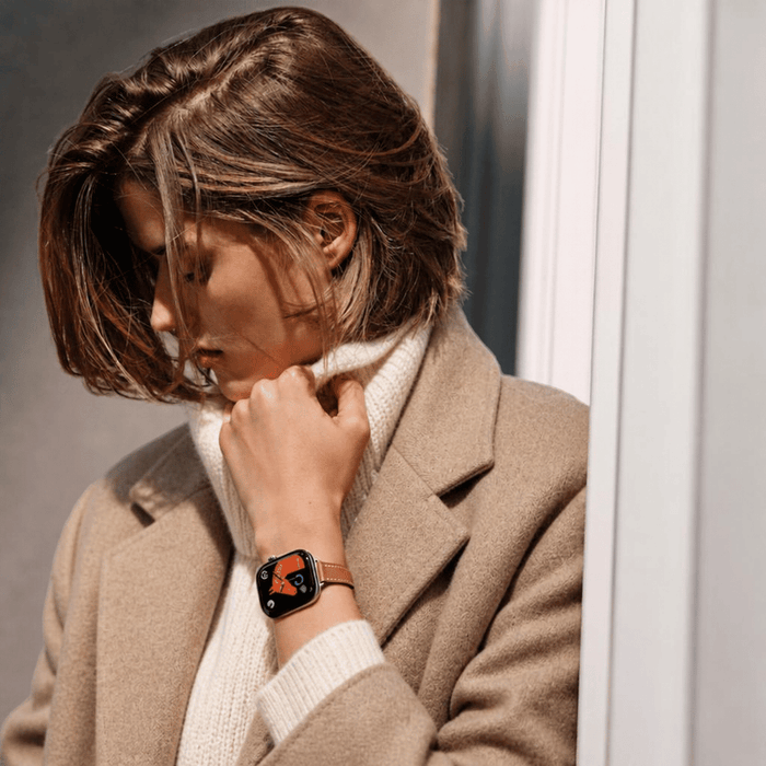 Apple Watch Hermès Series 12 GPS + Cellular 42mm Silver Titanium with Single Tour Band - Gold