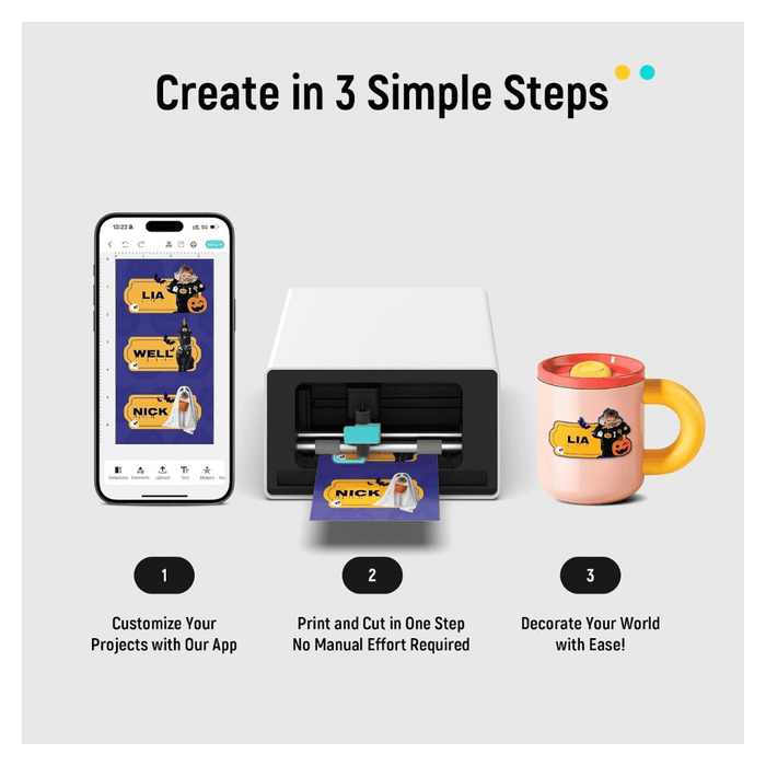 Liene PixCut S1 Photo Sticker Printer & Cutter, Automatic precision contour cutting.