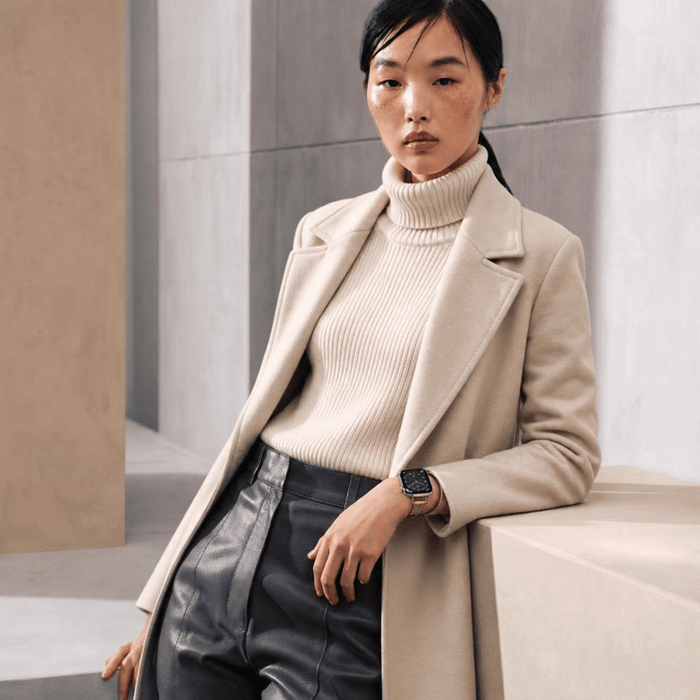 Apple Watch Hermès Series 12 GPS + Cellular 42mm Silver Titanium with Double Tour Band - Paille