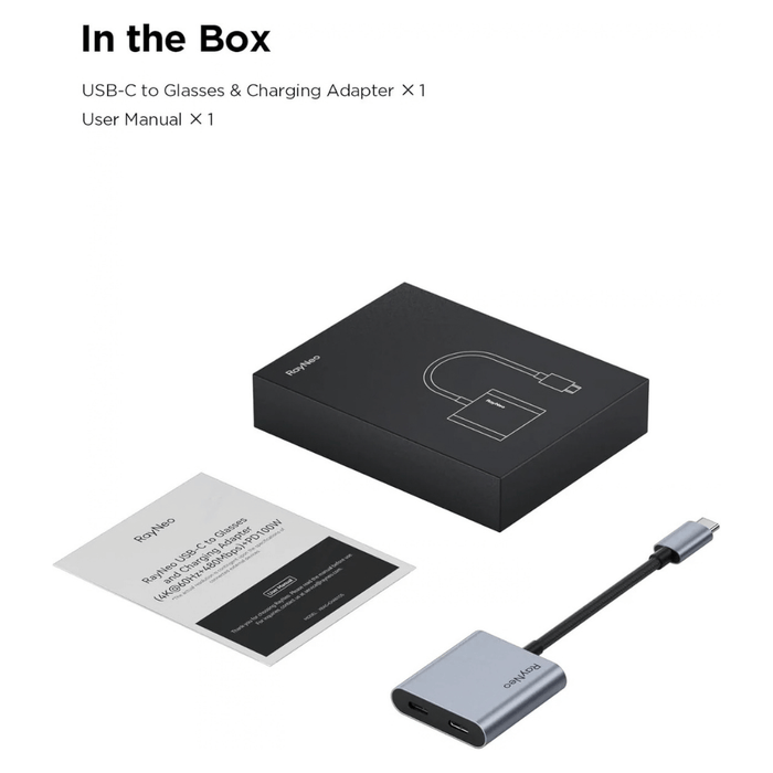 ‫محول الشحن USB-C من RayNeo - دقة 4K 60Hz وشحن 100W‬