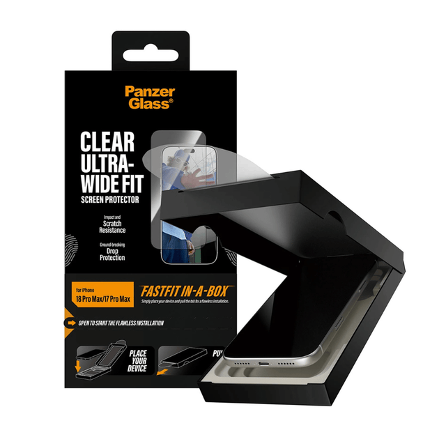 PanzerGlass Screen Protector for iPhone 18 Pro Max / 17 Pro Max Strong glass resistant to scratches, impacts, and drops.