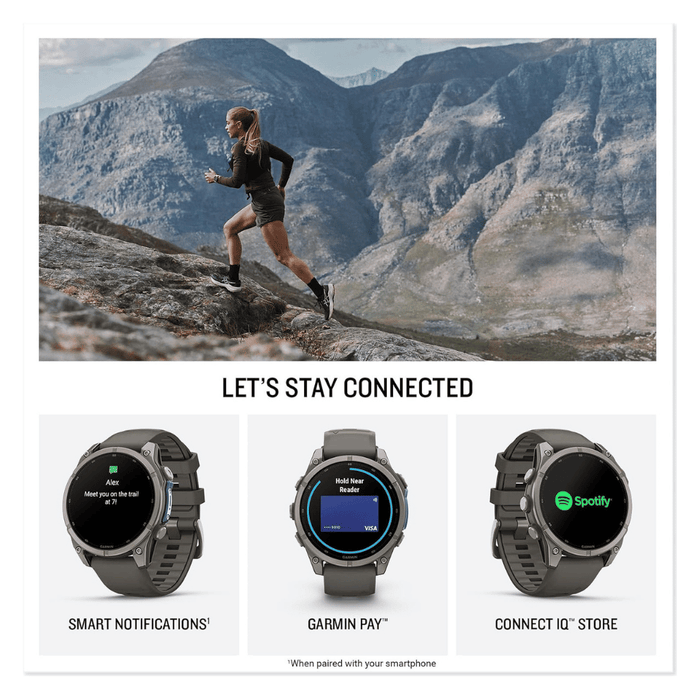 Garmin fēnix 9 Smartwatch Titanium with Pebble Grey Silicone Band - 47mm, Tracks heart rate, sleep, stress, & fitness metrics.