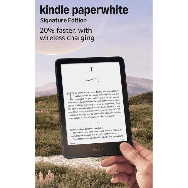 ‫Amazon Kindle Paperwhite Signature Edition 32GB in Metallic Black‬, 25% faster page turns compared to the previous generation.