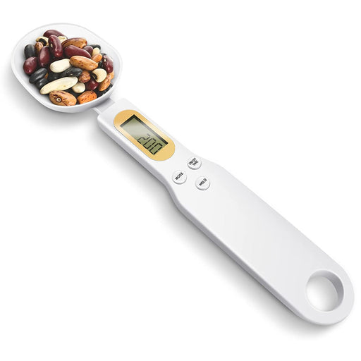 High-precision digital measuring spoon, 0.1g accuracy, available in white and black from TaMiMi Projects Qatar.
