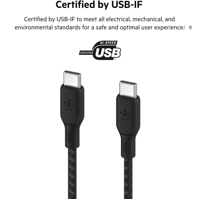 Belkin USB-C Cable, 100W, 3m, durable, fast charging cable for efficient power delivery, available at TaMiMi Projects in Qatar.
