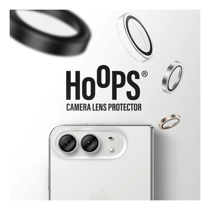 ‫حماية كاميرا PanzerGlass Hoops لآيفون Duo. زجاج مقاوم للخدش والصدمات مع إطار معدني وتصميم نحيف وتركيب سهل. تميمي بروجكتس.‬