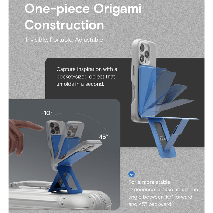 MOFT phone tripod stand made of MOVAS vegan leather, lightweight and portable for travel and content creation.