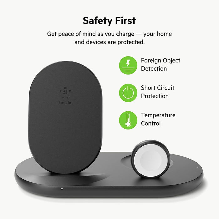 Belkin BOOST↑CHARGE™ 3-in-1 Wireless Charger for Apple Devices - Black