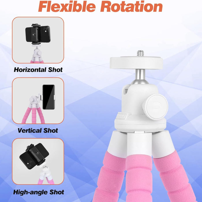 UBeesize Flexible Tripod with Wireless Remote Shutter - Pink