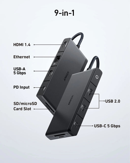 Anker 552 USB-C Hub (9-in-1) with 100W Power Delivery - Versatile Connectivity