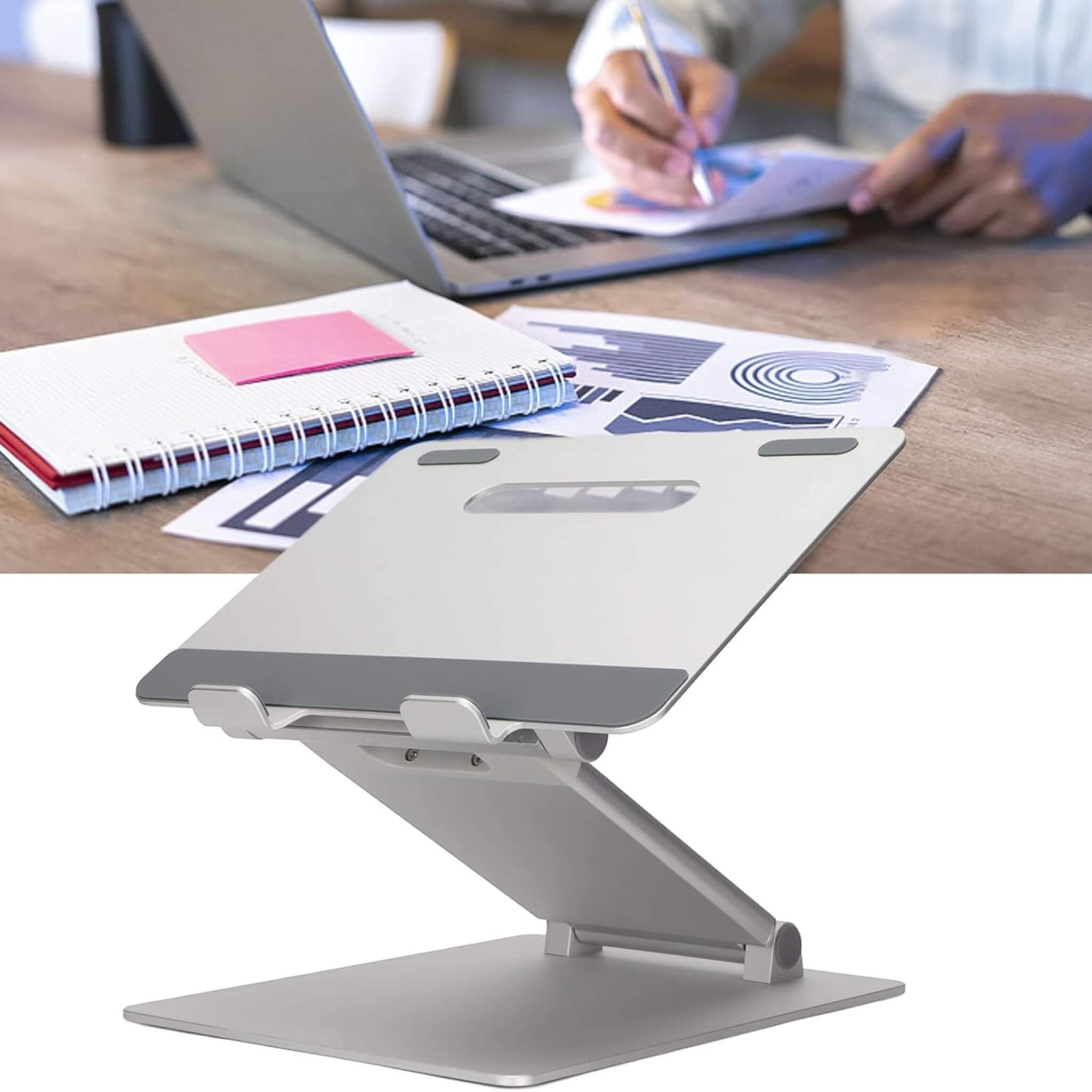 Aluminum Height Adjustable Laptop Stand - Silver Aluminum Height Adjustable Laptop Stand - Silver