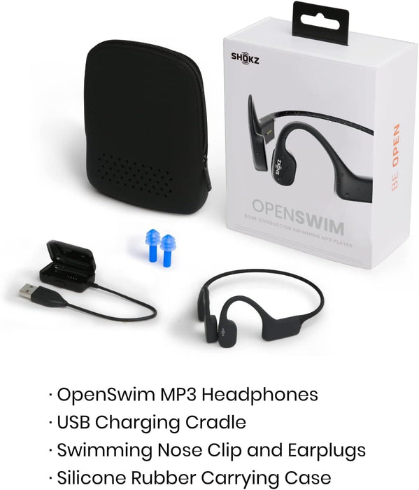 SHOKZ OpenSwim Bluetooth Headphones - Black
