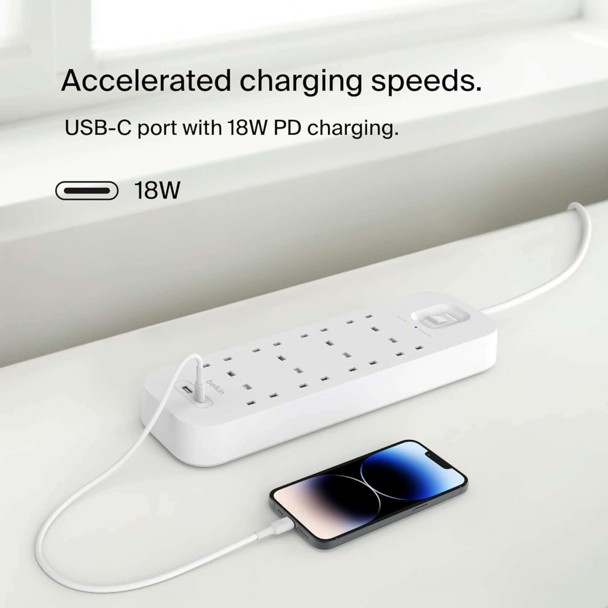 محول بيلكن ٨ مداخل مع منفذ USB و USB-C محول بيلكن ٨ مداخل مع منفذ USB و USB-C
