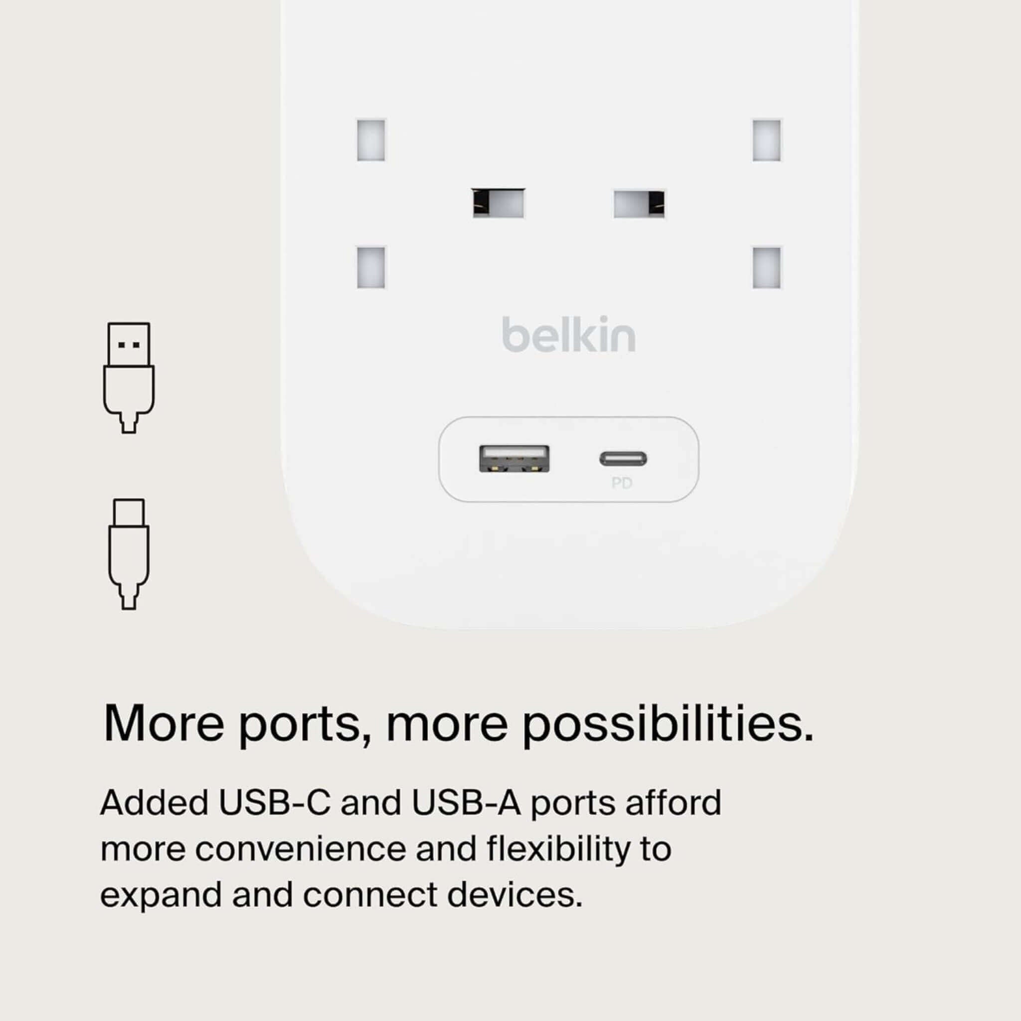 محول بيلكن ٨ مداخل مع منفذ USB و USB-C محول بيلكن ٨ مداخل مع منفذ USB و USB-C