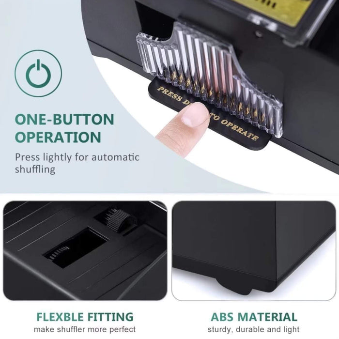 Electric card shuffler for 2 decks, battery-operated, ideal for automatic shuffling during poker games, from TaMiMi Projects in Qatar