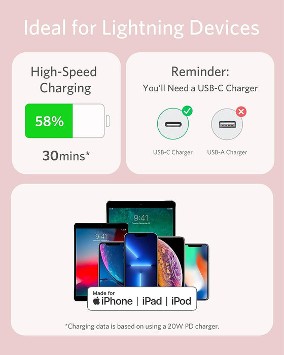 Anker Powerline III Flow USB C to Lightning - 180cm - Pink