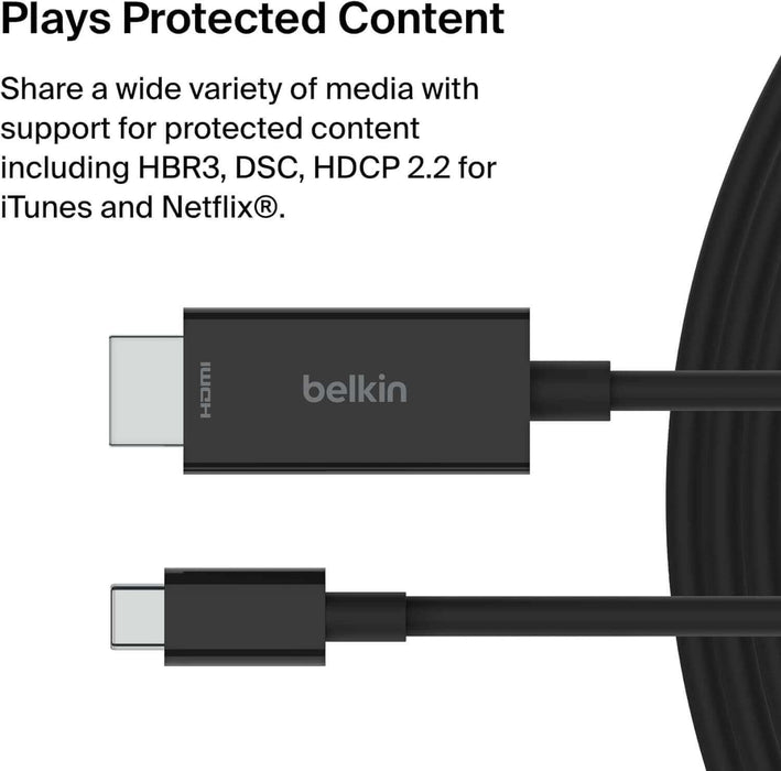 Belkin USB Type C to HDMI 2.1 adapter with 4.33-inch tethered cable at TaMiMi Projects in Qatar.