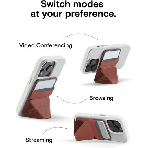 MOFT Snap-On Phone Stand & Wallet Sienna Brown - MagSafe compatible, sleek and practical. Available at TaMiMi Projects Qatar